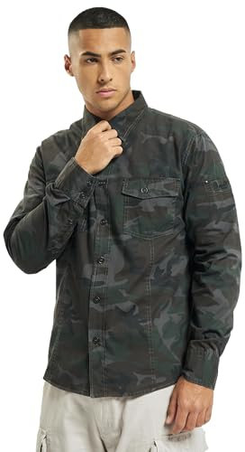 Brandit Slim Fit Shirt Long Sleeve, color: woodland, size: M