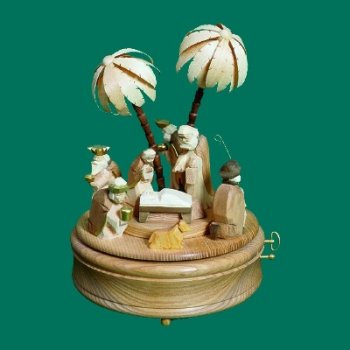 Rudolphs Schatzkiste Musikdose Spieluhr Spieldose Christi Geburt, 22-st.´´Stille Nacht´´ Natur Höhe ca 25 cm NEU
