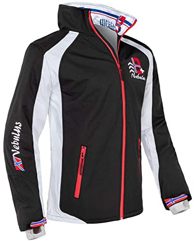 Nebulus Herren Skijacke Viggo, warme Softshelljacke, praktische und vielseitige Winterjacke, schwarz-weiß - L