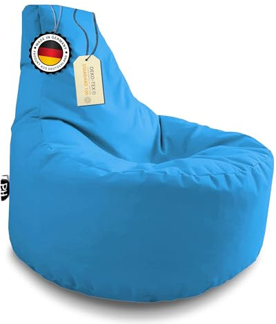 PATCH HOME Gamer Kissen & Lounge Sitzsack – befüllbar mit Reißverschluss, gefüllt mit Styropor, geeignet für In- & Outdoor. Perfekt als Gaming Sessel Sitzkissen (Königsblau - Ø 75cm x Höhe 80cm)