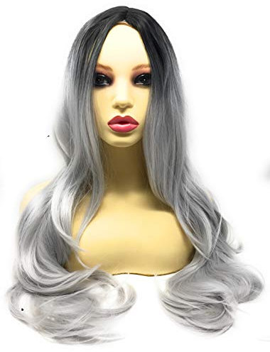 Ecommerce Trade Ltd Perücke Kostüm Halloween Party Zubehör Spiel der Throne Donald Trump Harley Quinn Schwarz Blonde SIL (Langes Grau / Silber)