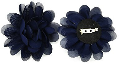 PrettyBoutique 7cm Chiffon Flower Brooch Corsage Safety Pin Dress Hat Bag Decoration Accessories (Navy)