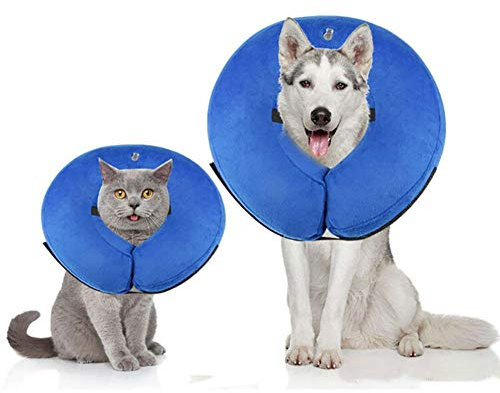 FXxswey Aufblasbar Halsband für Haustier Hund Katze Kragen Schutz Einstellbar Bequem Schutzkragen mit Magic Reißverschluss, S(Halsumfang: 18-30cm / 7-12in)