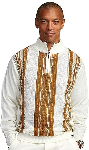 STACY ADAMS Men's Sweater,Vertical Honeycomb Design with Abstract Cable Knit Weave