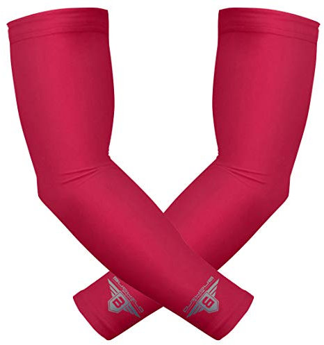 Bucwild Sports Baseball Arm Sleeve Youth & Adult 1 Pair Football Basketball Cycling Tennis, Crimson, Youth L