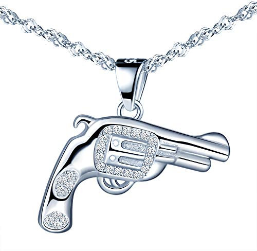 MicLee Damen Halskette Pistole 925 Sterling Silber Zirkonia Anhänger Kette mit Geschenkbeutel Super Geschenk für Freund Freundin