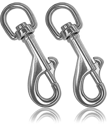 Ganzoo Karabiner-Haken mit Drehgelenk L: 75mm, Bolzen-Karabiner für Hunde-Leine, 2 Stück, Stahl-Karabiner, für Paracord 550 Hundehalsband, Schnapp-Karabiner Drehkopf, Zinklegierung, Farbe Silber