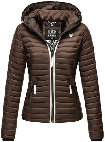 Navahoo Damen Jacke Steppjacke Übergangsjacke gesteppt Herbst Kapuze B811 [B811-Kim-Pri-Schoko-Gr.M]