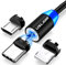 USLION Magnetic USB Cable For iPhone 12 11 Xiaomi Samsung Type C Cable LED Fast Charging Data Charge Micro USB Cable Cord Wire
