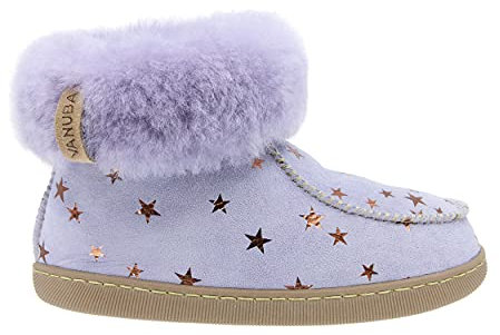 Vanuba Peppin – Hausschuhe aus Leder für Kinder Jungen & Mädchen mit Futter aus Schafwolle – Größe: 35, Farbe: Lila