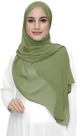 Lina & Lily Damen Muslim Premium Chiffon Hijab Kopftuch Schal aus Leicht Stoff (Helloliv)
