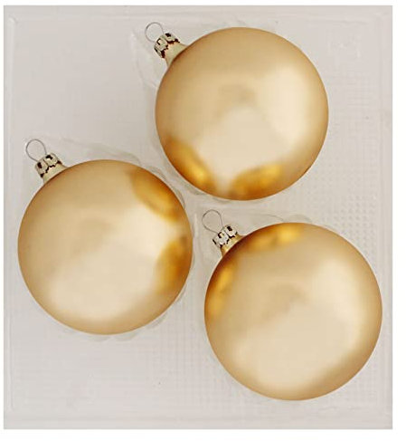 Thüringer Glasdesign Weihnachtskugeln Gold, 3 Stück/Set, ca. 8 cm, Weihnachtsdeko