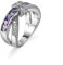 Banemi Vintage Ring Damen, Femo Ringe Weißvergoldeter Violett Zirkonia Rechteckig Damen Partyschmuck Größe 52 (16.6)