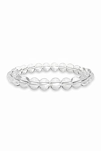 Ouubuuy klarer Kristall Armband,8mm Heilsteine Armband, Edelstein Armband Damen, Stein Armband Damen,Armband Perlen Damen,Armband Damen Perlen