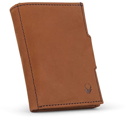 Donbolso NextGen Slim Portemonnaie Brieftasche - Minimal Wallet - Münzfach, RFID-Schutz, bis 11 Karten, Mini Portemonnaie, 9 x 7,1 x 2 cm - Vintage Braun