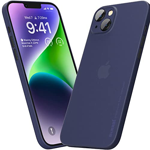 memumi Case for iPhone 14 Plus, Ultra Slim 0.3mm, Matte Finish, Anti-Scratch, Wireless Charging Compatible, Trans-Blue