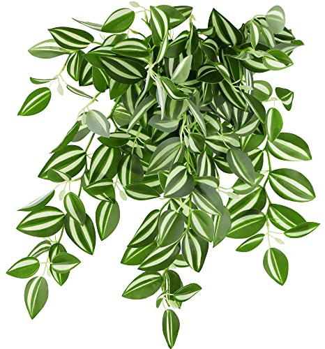 FiveSeasonStuff Real Touch Artificial Hanging Foliage Plant Tradescantia Wandering Jew House Plant 2 Stems