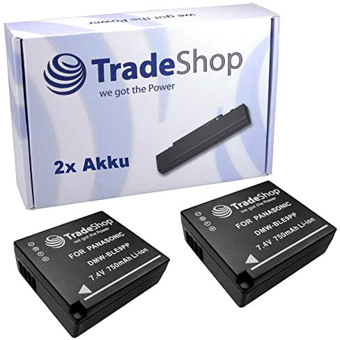 2X Trade-Shop Kamera Li-Ion Akku 7,4V / 750mAh kompatibel mit Panasonic Lumix DC-ZS80 DC-ZS200 DC-TZ202 DC-ZS220GK DC-TZ90 DC-TZ95 DC-TZ200 Digicam