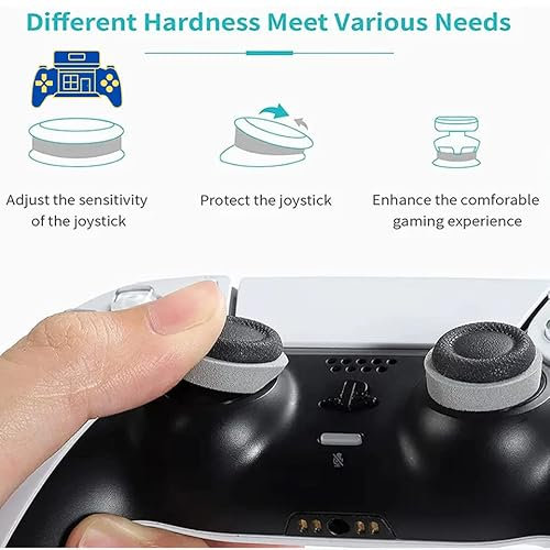 RONONO 10 in 1 Joystick Pack - 3 Strength Precision Rings for Aim Assistance and Muscle Memory Training - 4 Silicon Stick Protector's for PS5, PS4, Steam Deck, Xbox, series X, Pc, Nintendo Switch Pro
