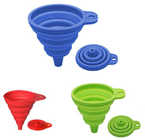 WeddHuis Entonnoirs de Cuisine Pliables en Silicone | 3 Tailles (S/M/L) | pour Transfert de Liquides et Aliments