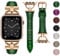 wutwuk Compatible Leather Apple Watch Straps Women 42mm(Series 10) 41mm 40mm 38mm, D-Shape Metal Buckle Leather Wristband for Apple Watch Series SE(2)/10/9/8/7/6/5/4/3/2/1 Green+Rose Gold