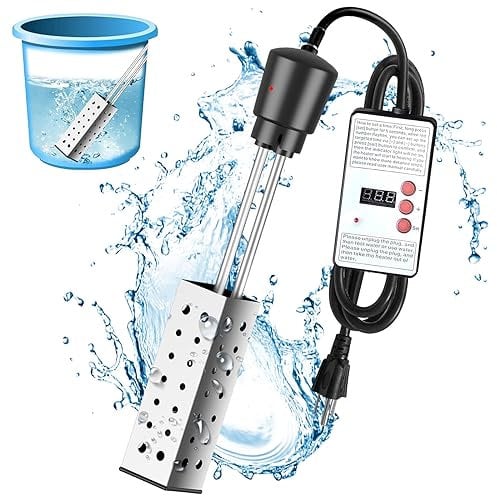 2500W Water Heater, Portable Electric Electric Immersion Water Heater with Intelligent Thermostat, Auto Shutoff