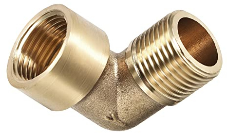 DTGN 3/8 BSP x 3/8 BSP(Männlich x Buchse) 90 Grad Winkel Rohrleitung Fitting - Gut für Wasser Rohrleitung System - Messing Rohr Beschläge - Gold Ton