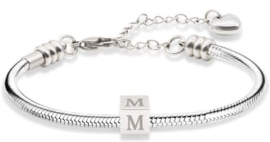 TOLOWOBK Armband Damen mit Buchstaben, Geschenke für Mädchen Charm Armband Mädchen Silber Schlangen Armbänder Damen Jahrestag Weihnachten Geburtstag Geschenke für Töchter Enkelin Schwester Freundin