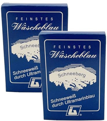 2 Packungen Feinstes Wäscheblau mit je 5 Tüten a 10g, Schneeweiß durch Ultramarinblau, beseitigt Vergilbungen in weißer Wäsche und Gardinen