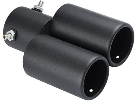 MOCNT Auto Auspuff Endrohr Edelstahl Auspuffblende Endrohr Schalldämpfer Auspuffrohr Universell Auspuffspitze Doppelendrohr Auspuffendrohr Gerade Schwarz 63mm