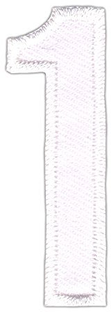 Ziffer 1 Weiß Aufnäher zum aufbügeln oder aufnähen Bügelbild Blume Aufbügler für Kleidung gestickter Bügelflicken Applikation Nummer Zahl Eins Patch Größe 1,7 x 5,0 cm