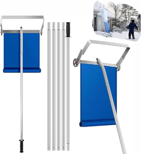 Schneeschieber Dach- Schneeräumer Für Kleine Und Große Schneemengen – Kunststoff-Blatt, Aluminiumkante, Aluminium-Stiel Mit Separatem Griffbereich Ergonomisch-20 feet