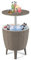 COSTWAY 3 in 1 Cool Bar, Beistelltisch mit anhebbarer Tischplatte, 37L Outdoor Bier- und Weinkühler, wetterfester Getränkekühler mit Abflussloch, für Terrasse, Party, Poolbereiche, Braun
