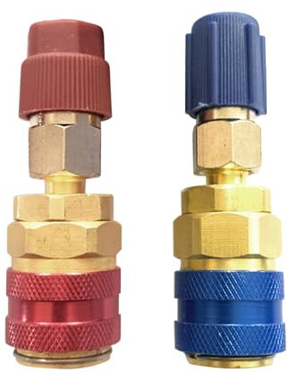 HAPPOW Adaptateur R134A, adaptateur de climatisation, adaptateur haut et bas, tous les matériaux en cuivre, kit de recharge pour climatisation de voiture, recharge de réfrigérant (rouge et bleu), A
