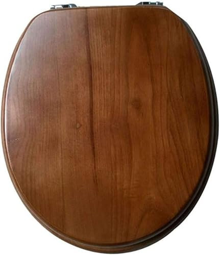 GYDUHYE Wooden Toilet Seat with Soft Close Mechanism, Always Fit, Non-Slip, Solid Oak Toilet Seat Cover with Adjustable Hinge, Non-Slip