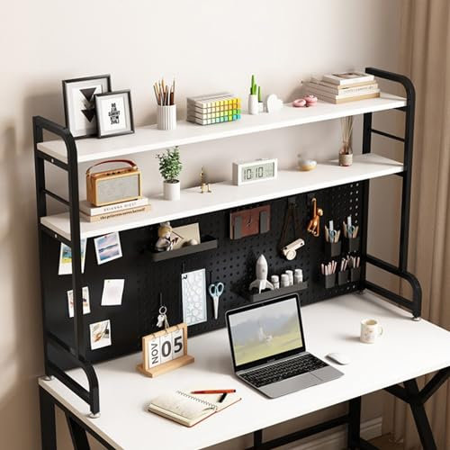 Desktop Shelves 2 Tier Storage Organizer for Office Supplies, Metal Desktop Bookcase, Multipurpose Desktop Shelf
