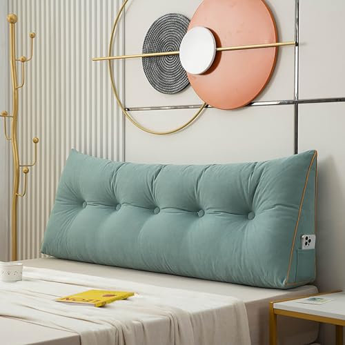 LIYGAOF Lesekissen Für Bett, Kissen Bett Rückenkissen, Lang Keilkissen, Hohen Rückenlehne Kissen, Dreieckiges Rückenlehne Kissen, Werden Als Kopfteil, Sofa Rückenkissen(Light Green,80 * 50 * 20cm)