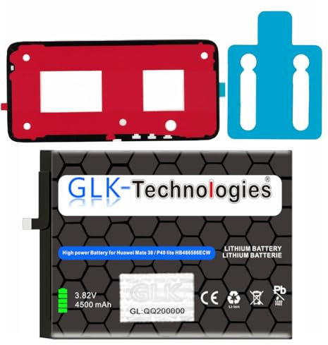 High Power Ersatzakku kompatibel mit Huawei P40 Lite HB486586ECW | Original GLK-Technologies® Battery | accu | 4500 mAh Akku | inklusive Klebestreifen
