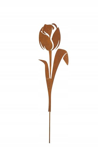 Kapaga - Blume Tulpe 70x20 cm - Gartendeko Rost - Gartenstecker Rost - Deko | für Garten - Rostdeko Gartendeko für draußen - Cortenstahl - Balkon deko