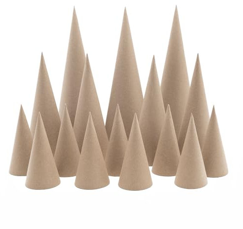 Pappmaché-Zapfen für Weihnachten, offene Unterseite, Pappzapfen zum Basteln, Weihnachtsbaum-Zwerge, Ornament, Papierkegel für DIY-Kunstprojekte, Dekorationen, 3 Größen: 15 x 7 cm, 24 x 9 cm, 35 x 12,7