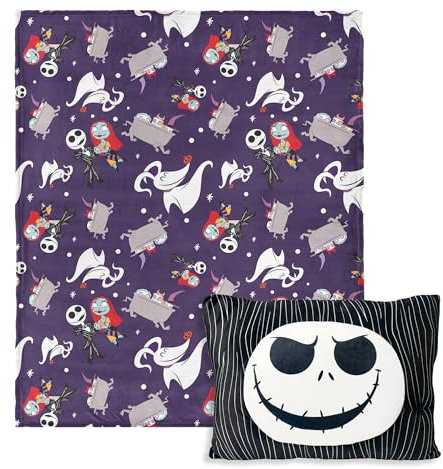 Disney Nightmare Before Christmas, Jump Scare, Silk Touch Überwurfdecke, 127 x 152,4 cm, mit Plüschtaschenkissen, 35,6 x 50,8 cm