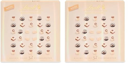 Lindt Mini Pralinés weiß | 163 g | Weiße Schokolade | 32 Pralinen | Kleines Schokoladengeschenk oder Pralinengeschenk (Packung mit 2)