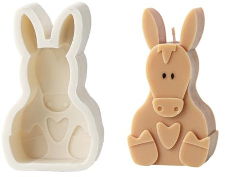 SLXLYH Silikonformen, schöne Ton-Silikonform, Ornamente, Cartoon-Tierform, Statuenformen, Silikon-Kerzenform zum Basteln (pflegender Esel)