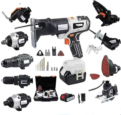 10 in 1 Brushless Power Tool Set - Cordless Hand Drill Woodworking Power Tool Combo Kit, Recip Saw Jig Saw Circular Saw Chainsaw Oscillating Tool, Screwdriver Wrench Impact Drill Sander