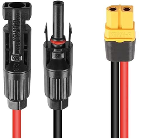 GREOHNMPAW Solar-Kabel Solar zu XT60 12AWG Ladeverlängerungskabel Solarpanel-Stecker zu XT60-Stecker für Solar-Generator D