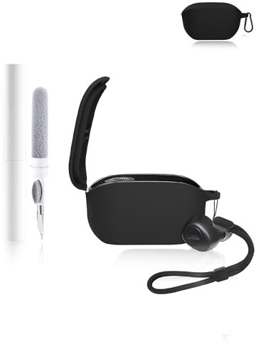Silikon-Schutzhülle für JBL Wave Buds 2 Ohrhörer – langlebige und umweltfreundliche Bluetooth-Kopfhörerabdeckung mit präzisen Löchern und Ladekompatibilität – stoßfest, angenehme Haptik – Schwarz