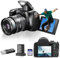 Cámara digital 4K para fotografía - Zoom óptico 12x 72MP Cámara vlog para YouTube con pantalla flip de 3 a 180°, cámara compacta con batería, tarjeta SD de 64GB, lector de tarjetas USB y
