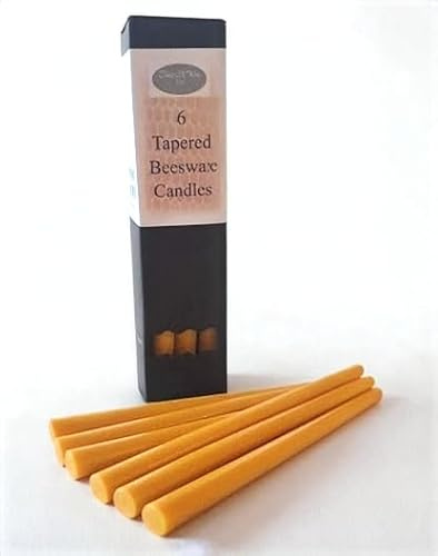 Beeswax Candles, Tapered, Pack of 6, Handmade by Lincolnshire Beekeepers. Stax Of Wax Ltd