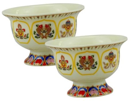 HOLIDYOYO Buddhistische Opferschalen Keramik 2 Stück Rund Kleine Schalen Für Tempelzeremonien Und Dekoration Mit Glatter Oberfläche