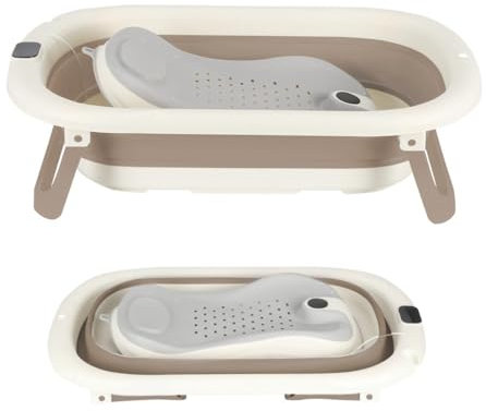 OHMG Baignoire Bébé Pliable, Baignoire Bebe Pliable avec Coussin Baignoire Bebe, Reducteur Baignoire pour Bebe, Baignoire pour Bébé De 0 à 36 Mois, Baignoire Bebe Portable
